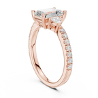 Emerald Cut Three Stone Diamond Engagement Ring