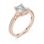 Emerald Cut Three Stone Diamond Engagement Ring