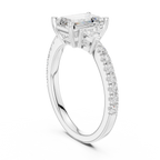 Emerald Cut Three Stone Diamond Engagement Ring