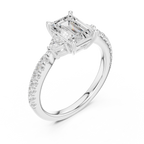 Emerald Cut Three Stone Diamond Engagement Ring