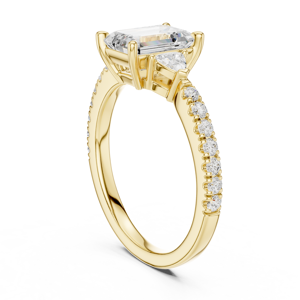 Emerald Cut Three Stone Diamond Engagement Ring