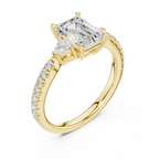 Emerald Cut Three Stone Diamond Engagement Ring