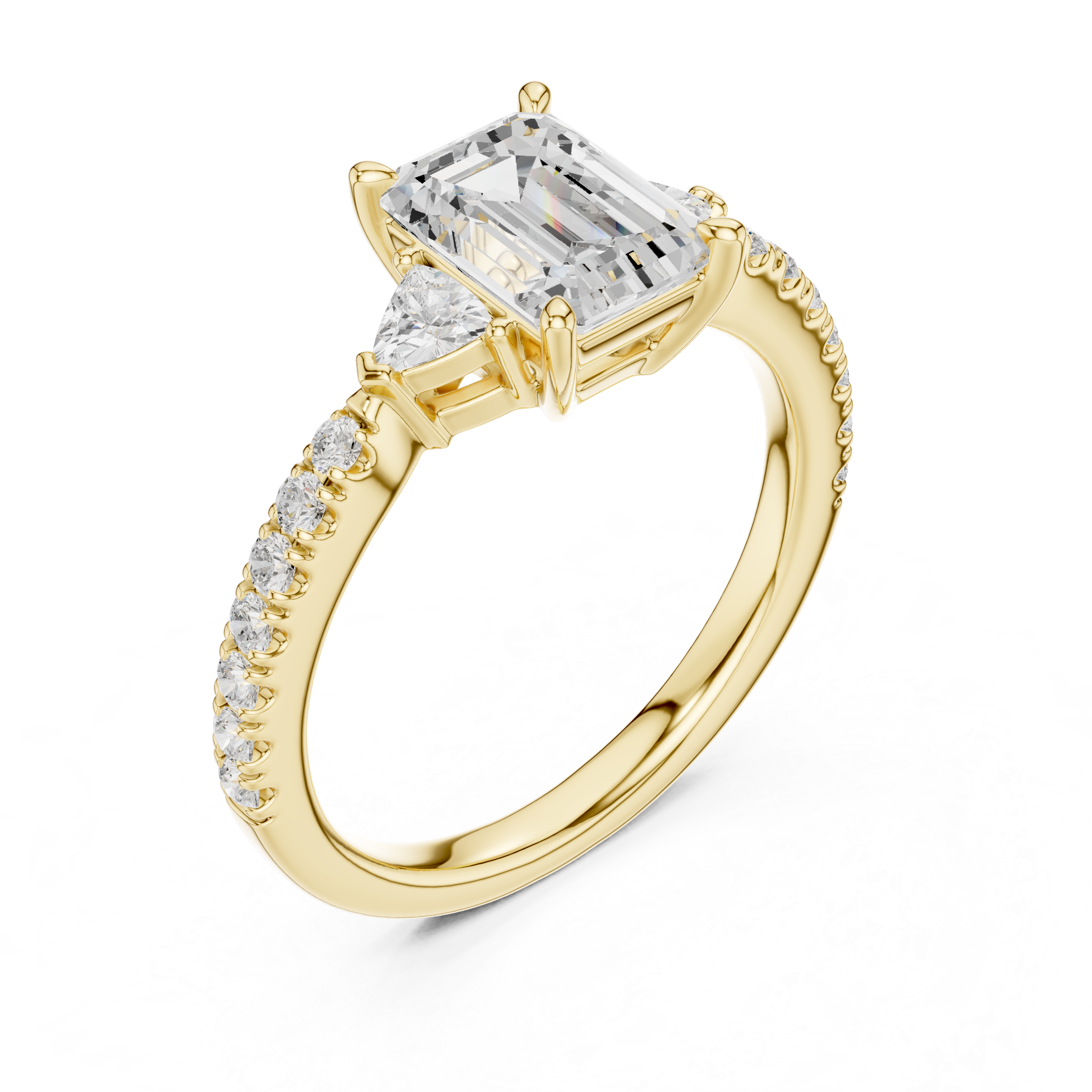 Emerald Cut Three Stone Diamond Engagement Ring