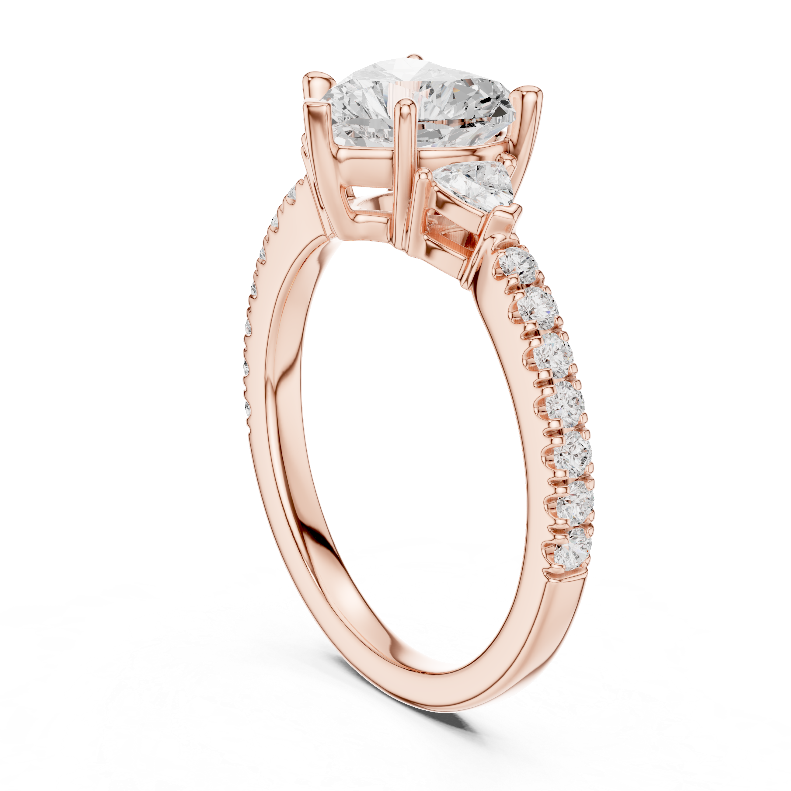Heart Cut Three Stone Diamond Engagement Ring