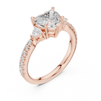 Heart Cut Three Stone Diamond Engagement Ring