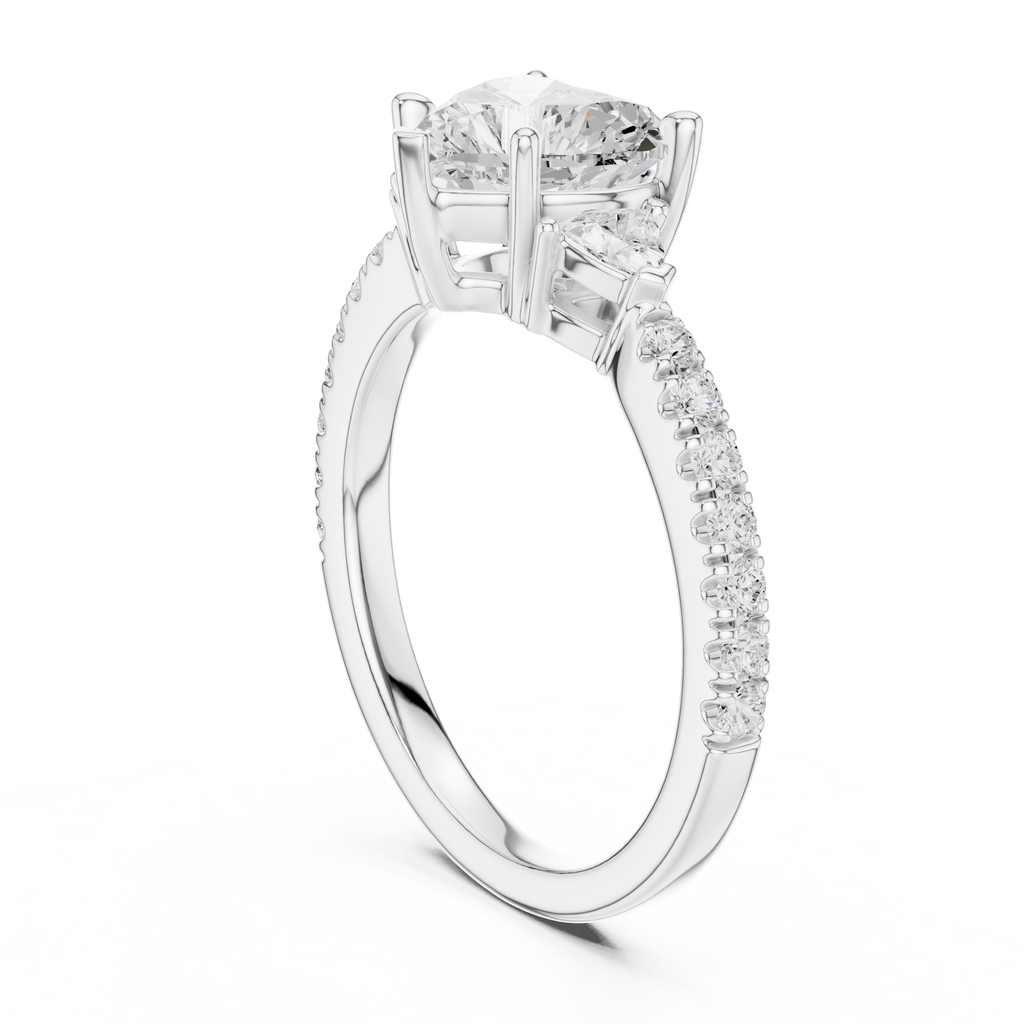 Heart Cut Three Stone Diamond Engagement Ring
