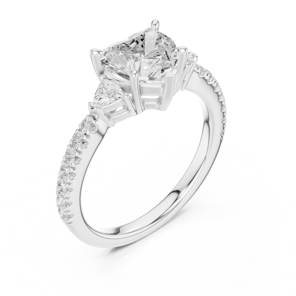 Heart Cut Three Stone Diamond Engagement Ring