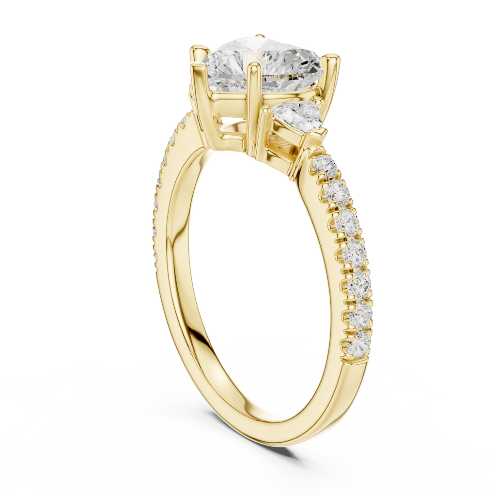Heart Cut Three Stone Diamond Engagement Ring