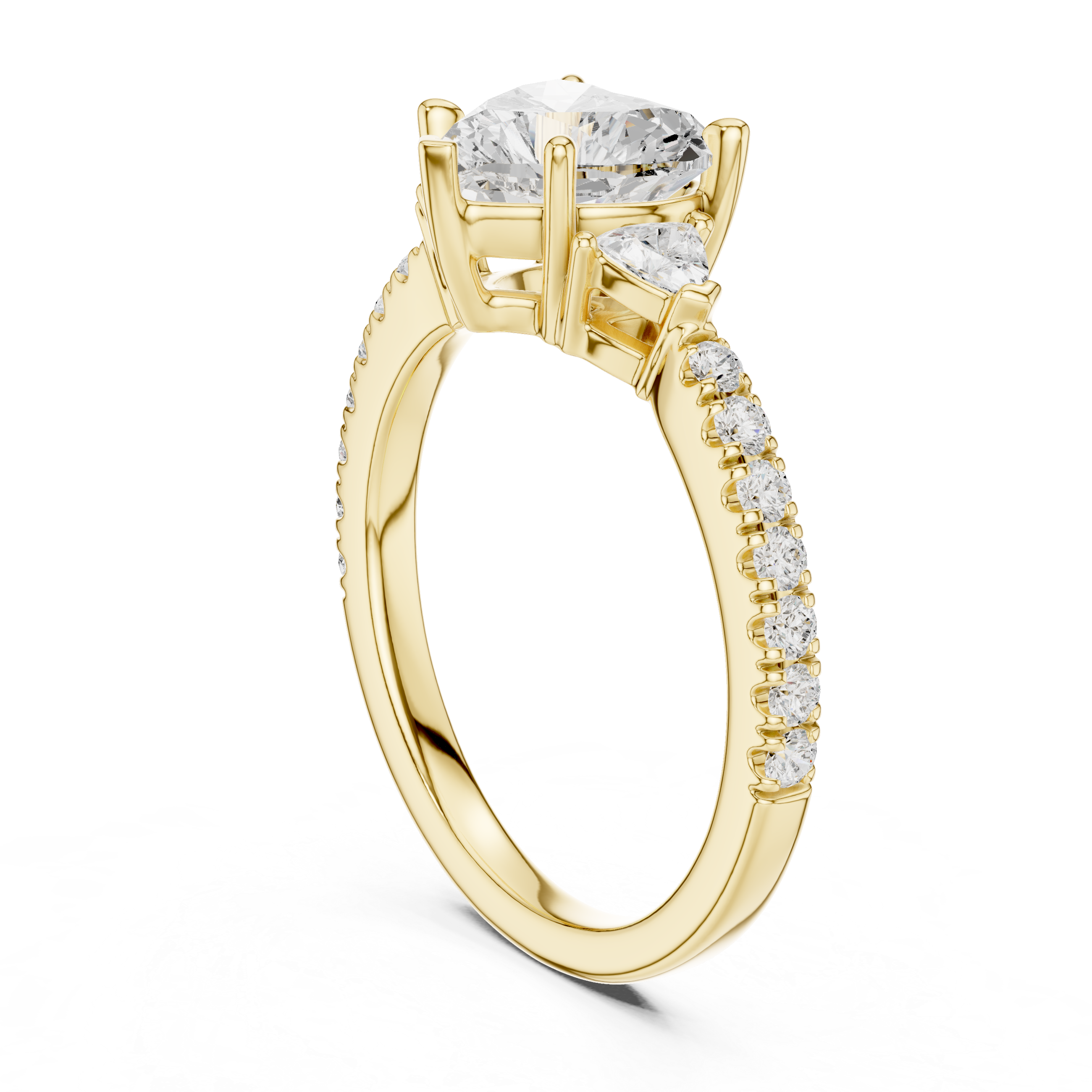 Heart Cut Three Stone Diamond Engagement Ring