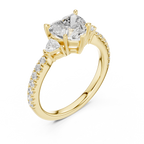 Heart Cut Three Stone Diamond Engagement Ring