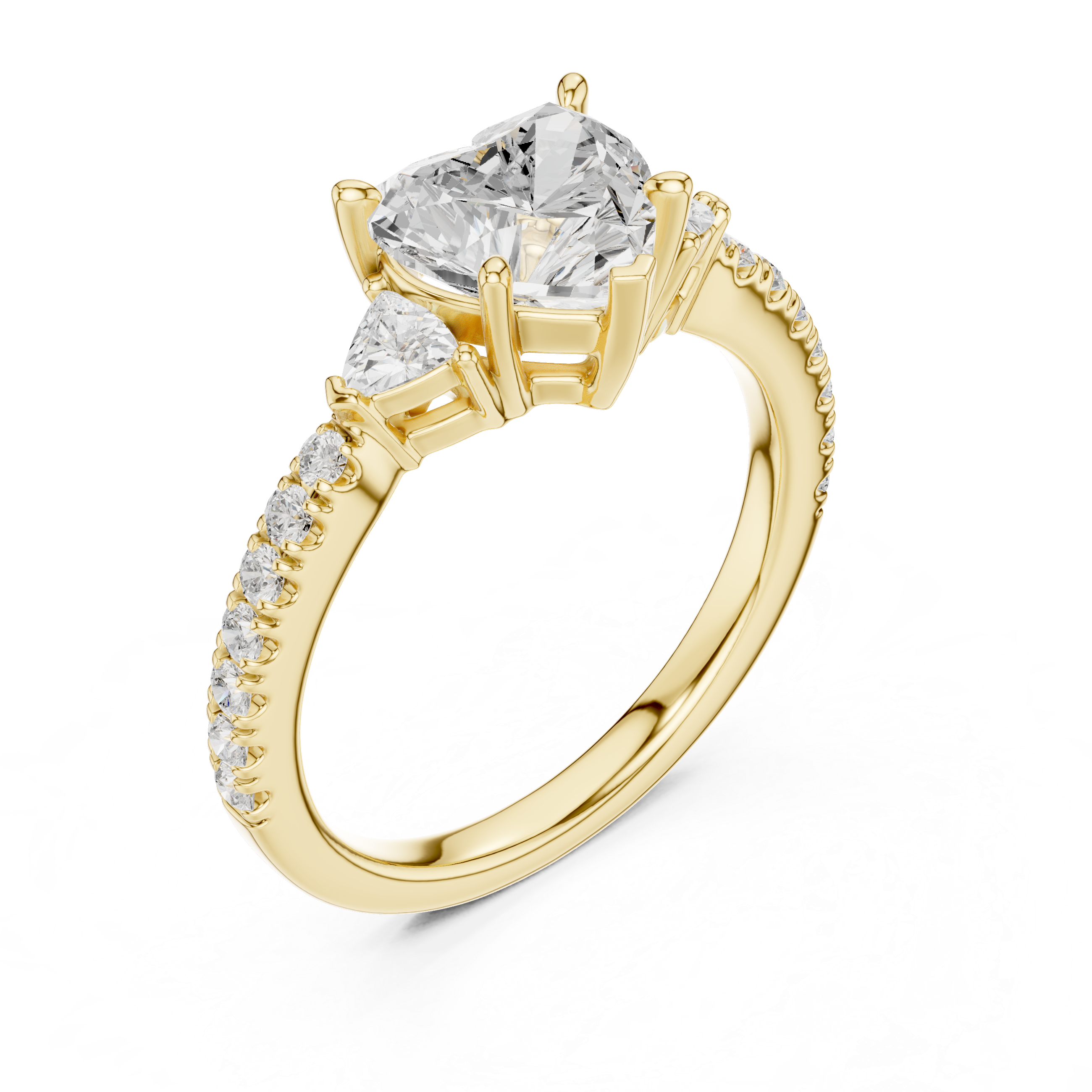 Heart Cut Three Stone Diamond Engagement Ring