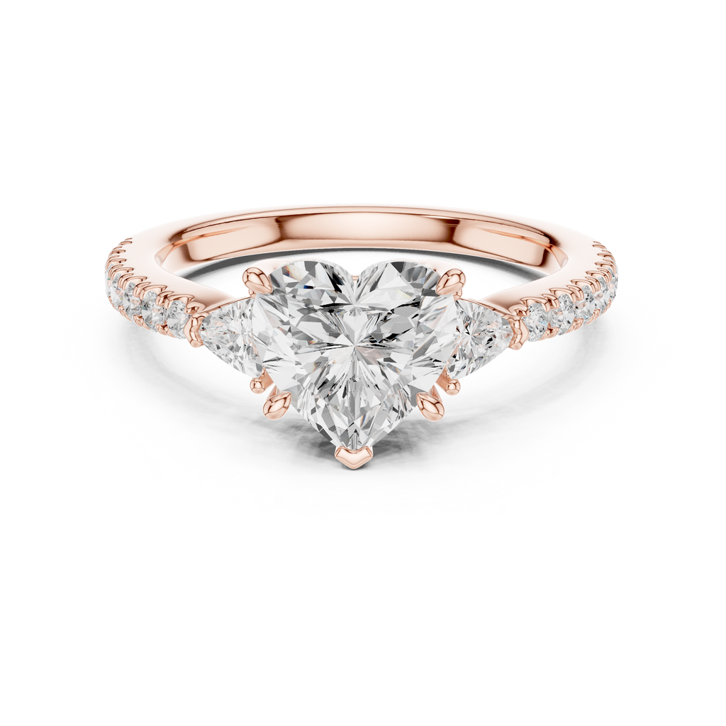 Heart Cut Three Stone Diamond Engagement Ring