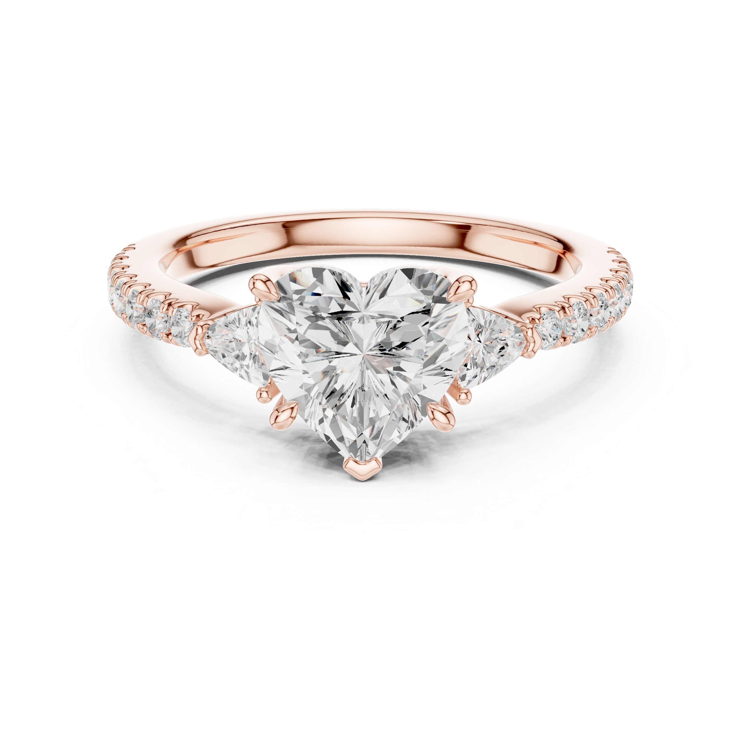 Heart Cut Three Stone Diamond Engagement Ring