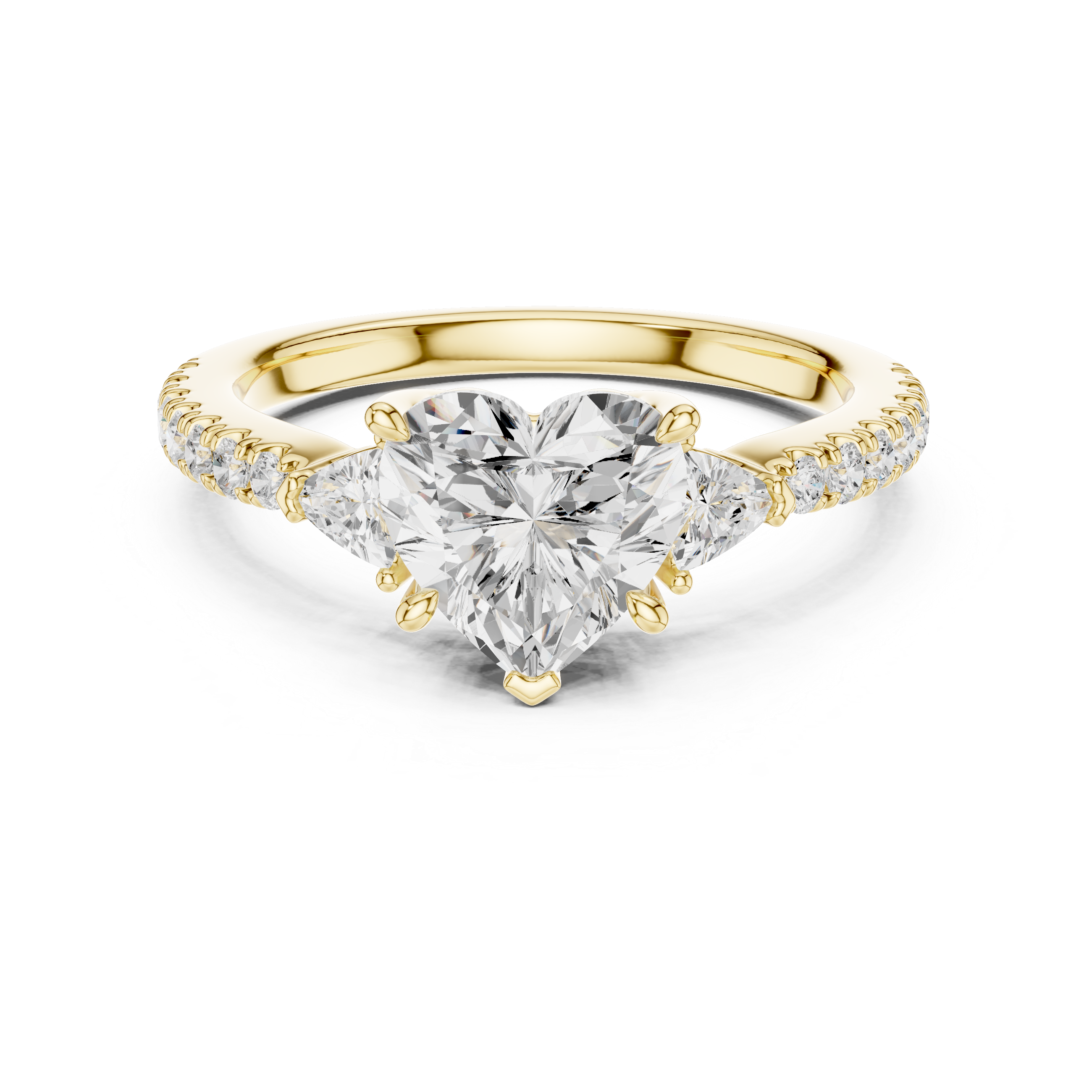 Heart Cut Three Stone Diamond Engagement Ring