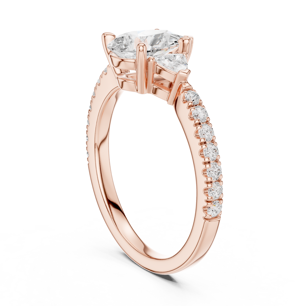 Pear Cut Three Stone Diamond Engagement Ring