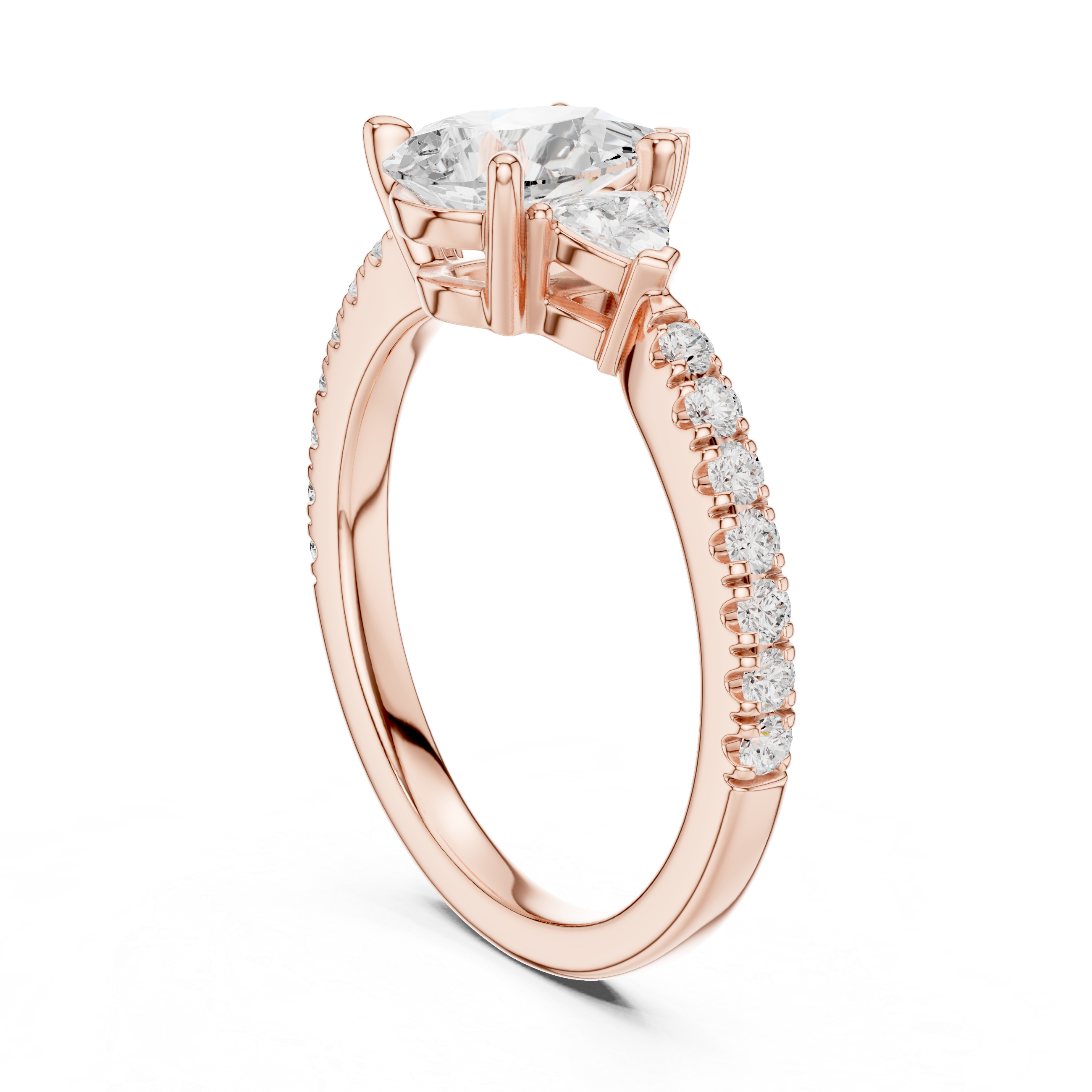 Pear Cut Three Stone Diamond Engagement Ring