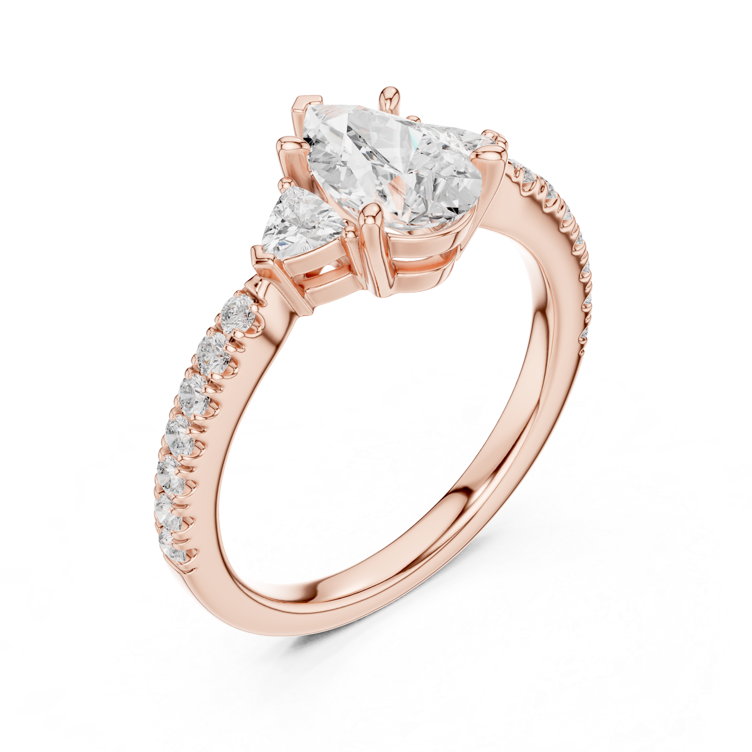 Pear Cut Three Stone Diamond Engagement Ring