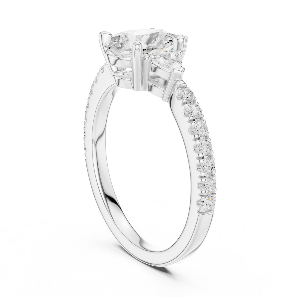 Pear Cut Three Stone Diamond Engagement Ring
