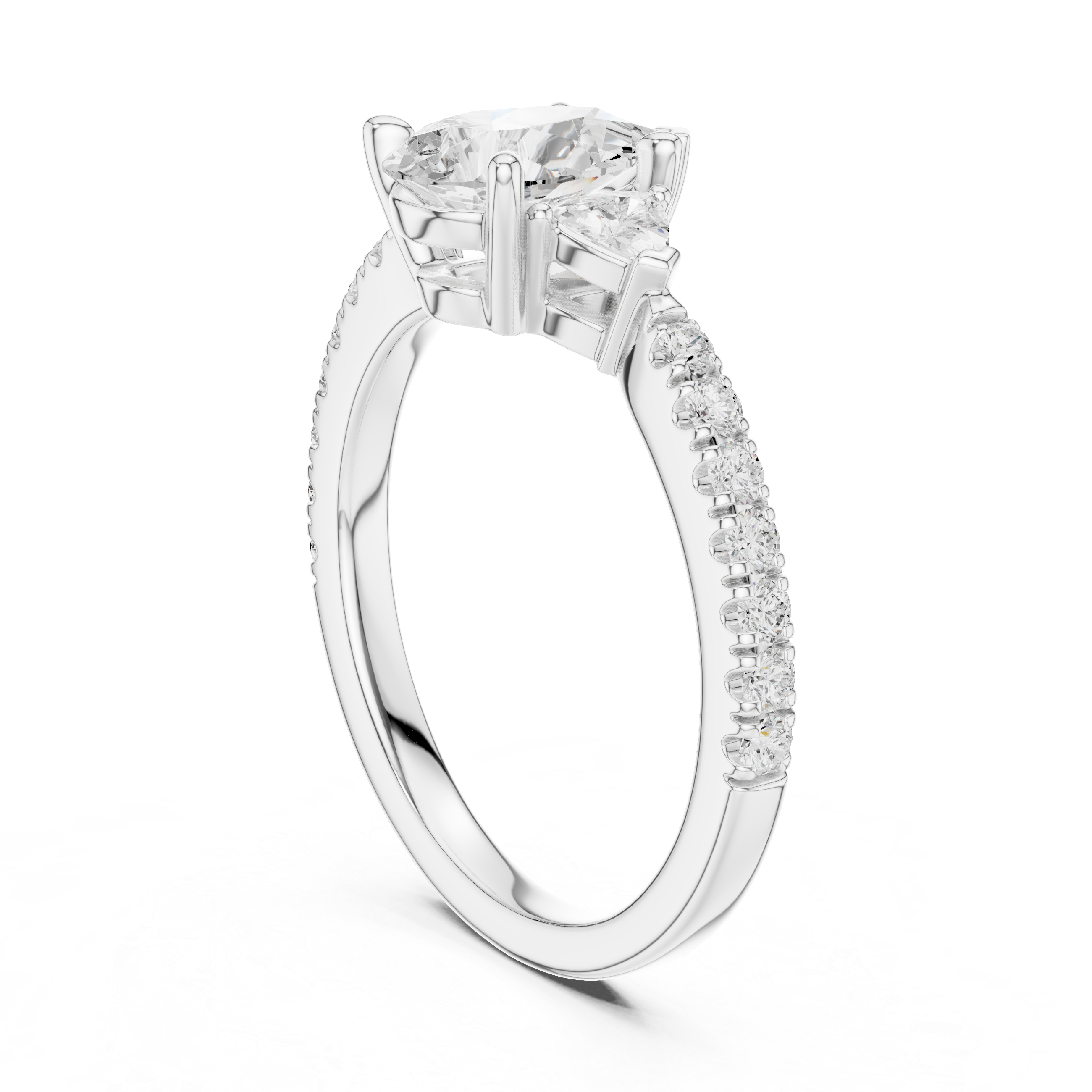 Pear Cut Three Stone Diamond Engagement Ring