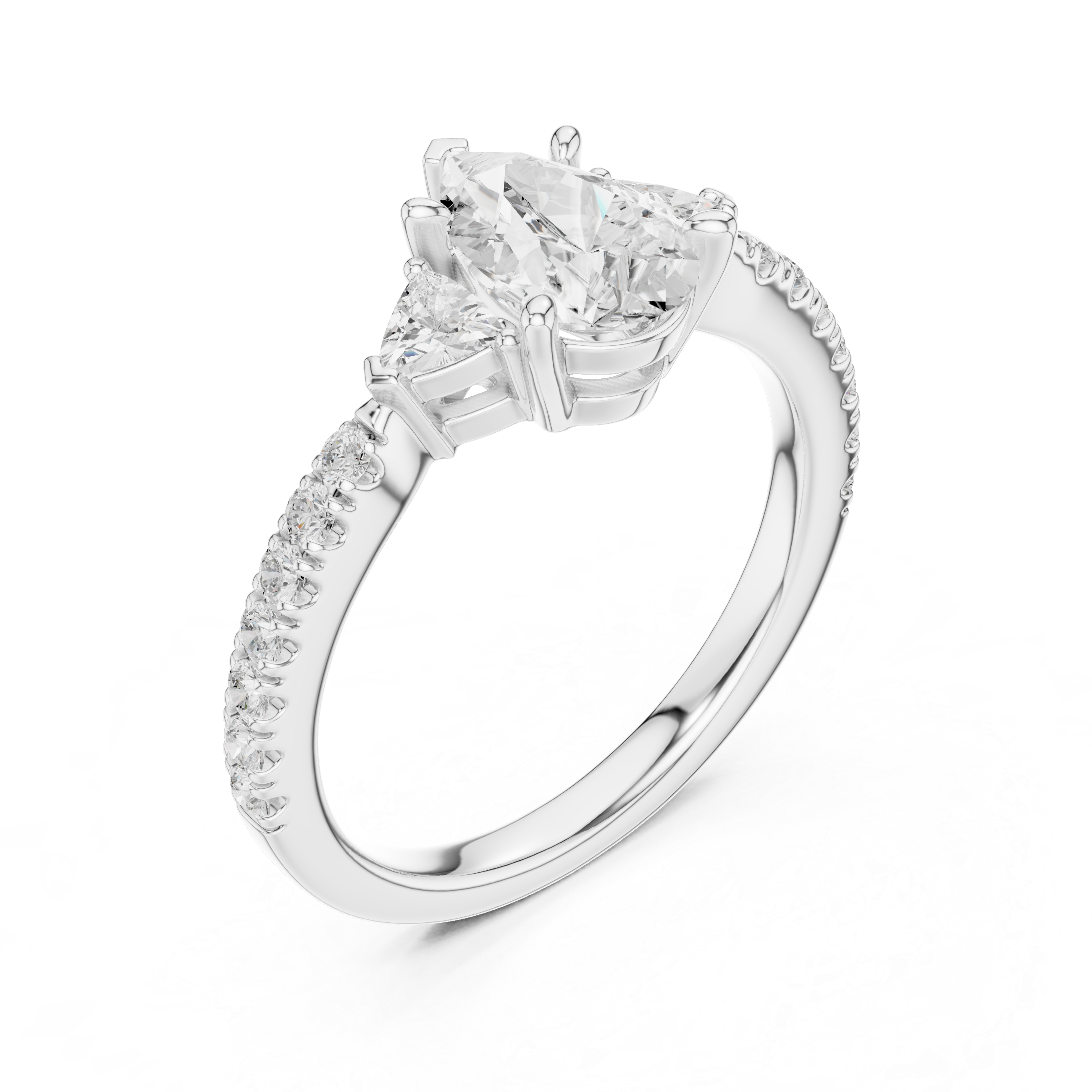 Pear Cut Three Stone Diamond Engagement Ring