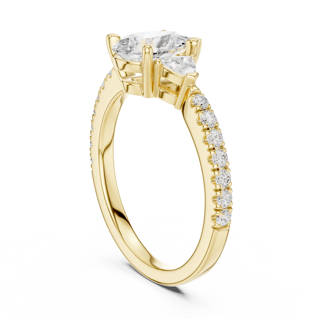 Pear Cut Three Stone Diamond Engagement Ring