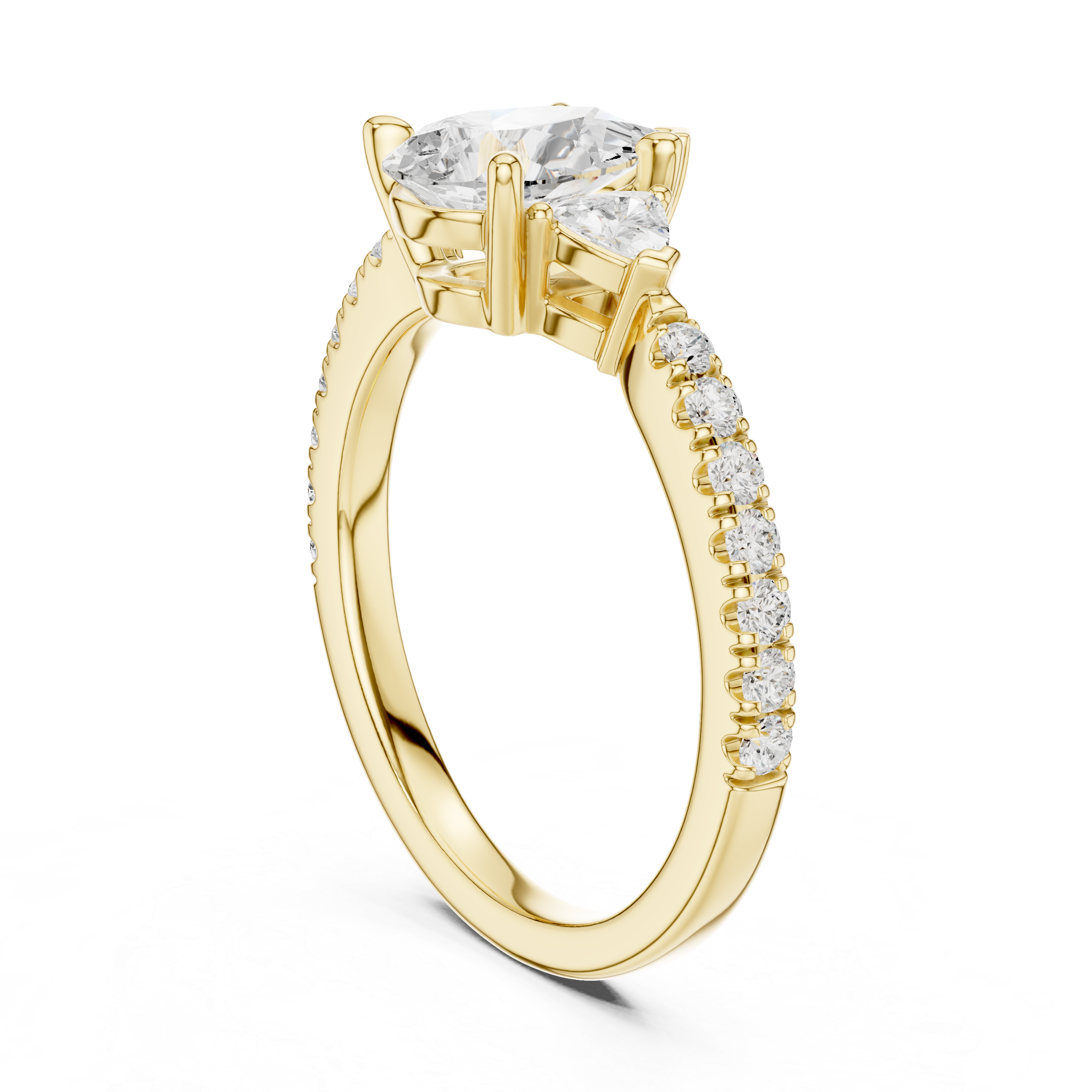 Pear Cut Three Stone Diamond Engagement Ring