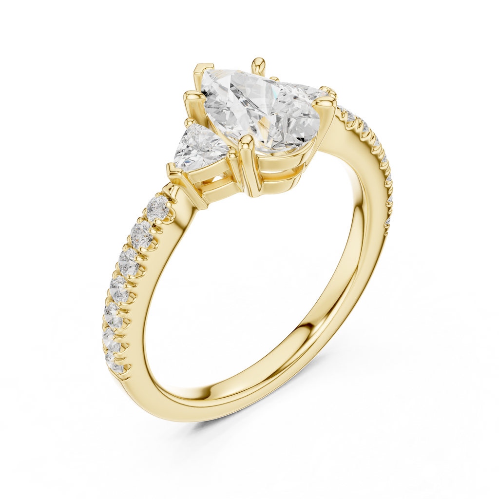 Pear Cut Three Stone Diamond Engagement Ring
