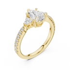 Pear Cut Three Stone Diamond Engagement Ring