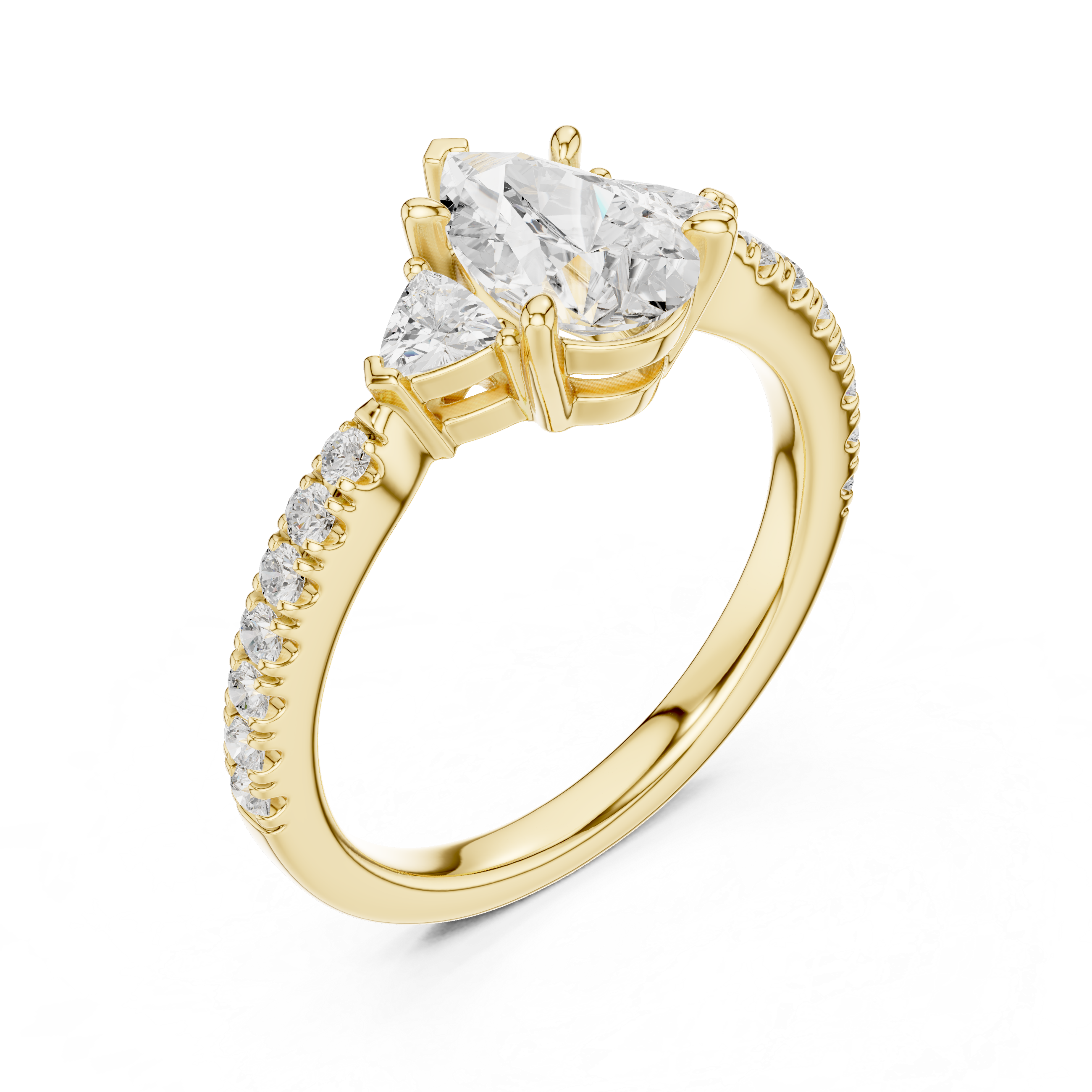 Pear Cut Three Stone Diamond Engagement Ring