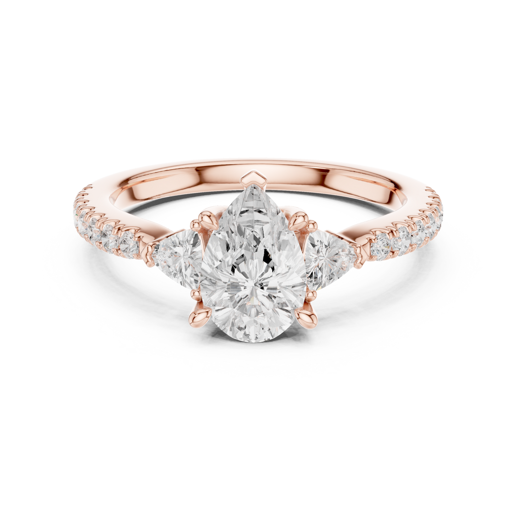 Pear Cut Three Stone Diamond Engagement Ring