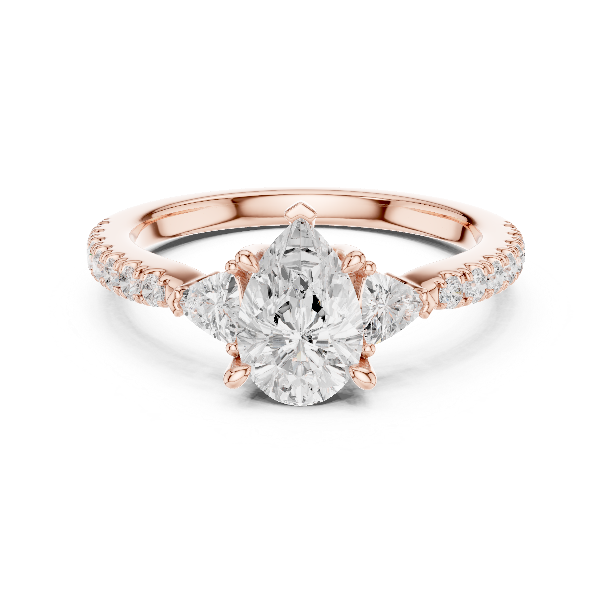 Pear Cut Three Stone Diamond Engagement Ring