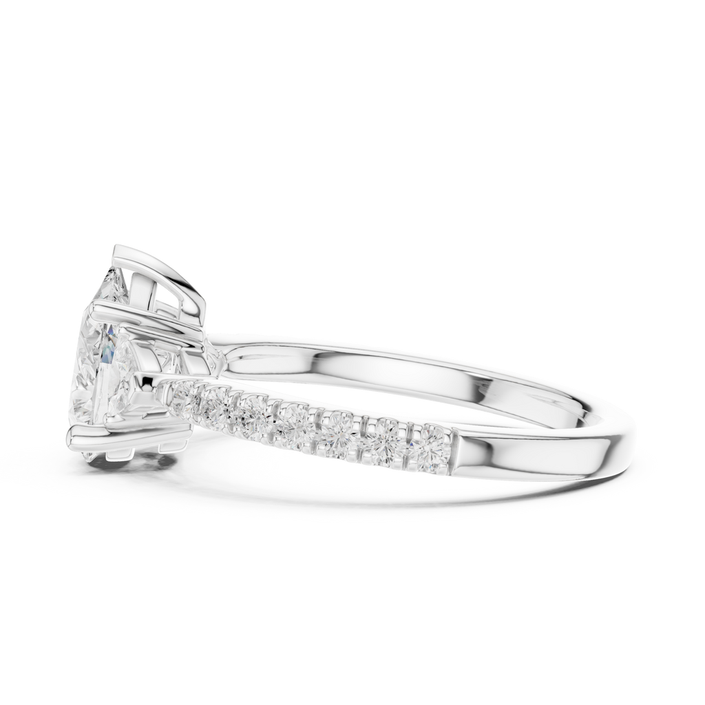 Pear Cut Three Stone Diamond Engagement Ring