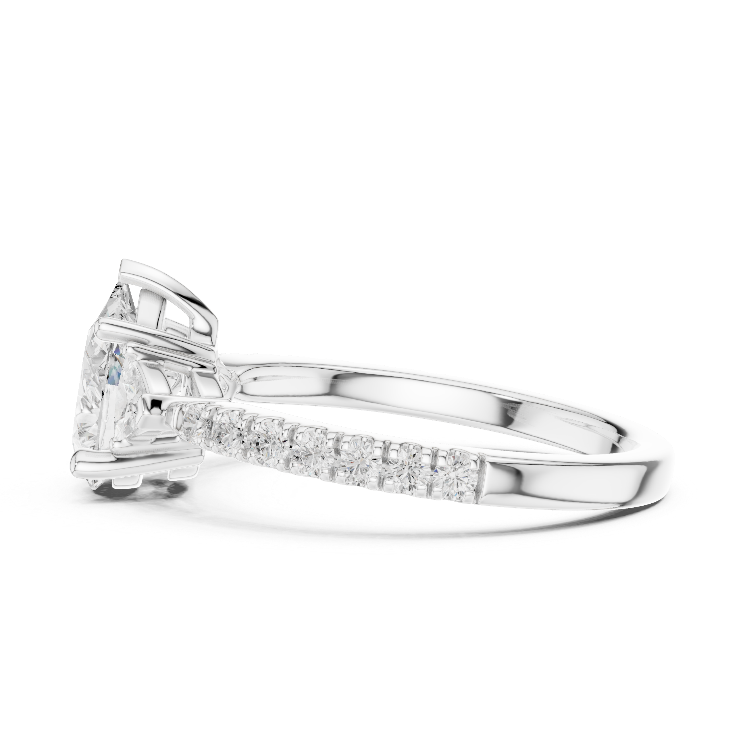 Pear Cut Three Stone Diamond Engagement Ring