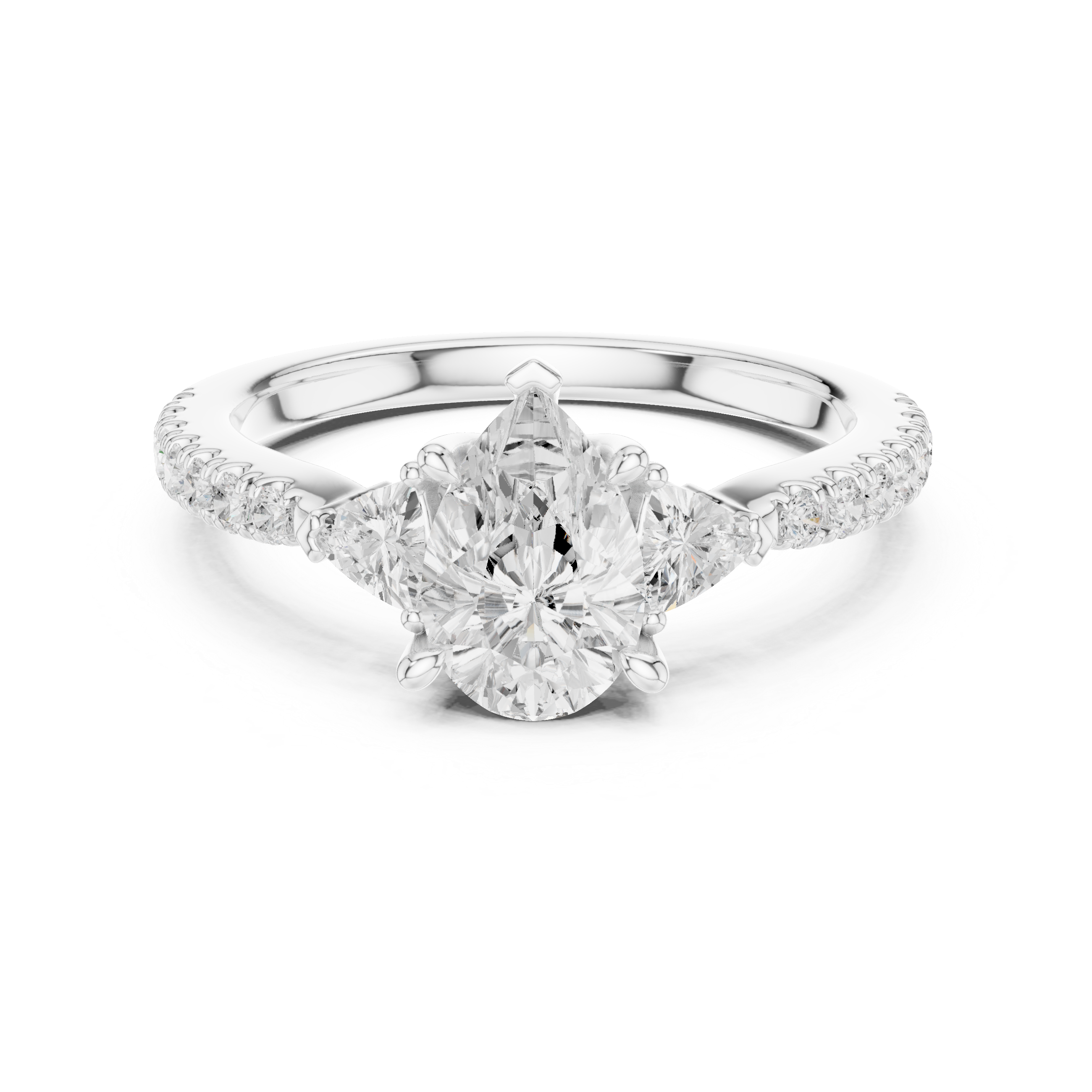 Pear Cut Three Stone Diamond Engagement Ring