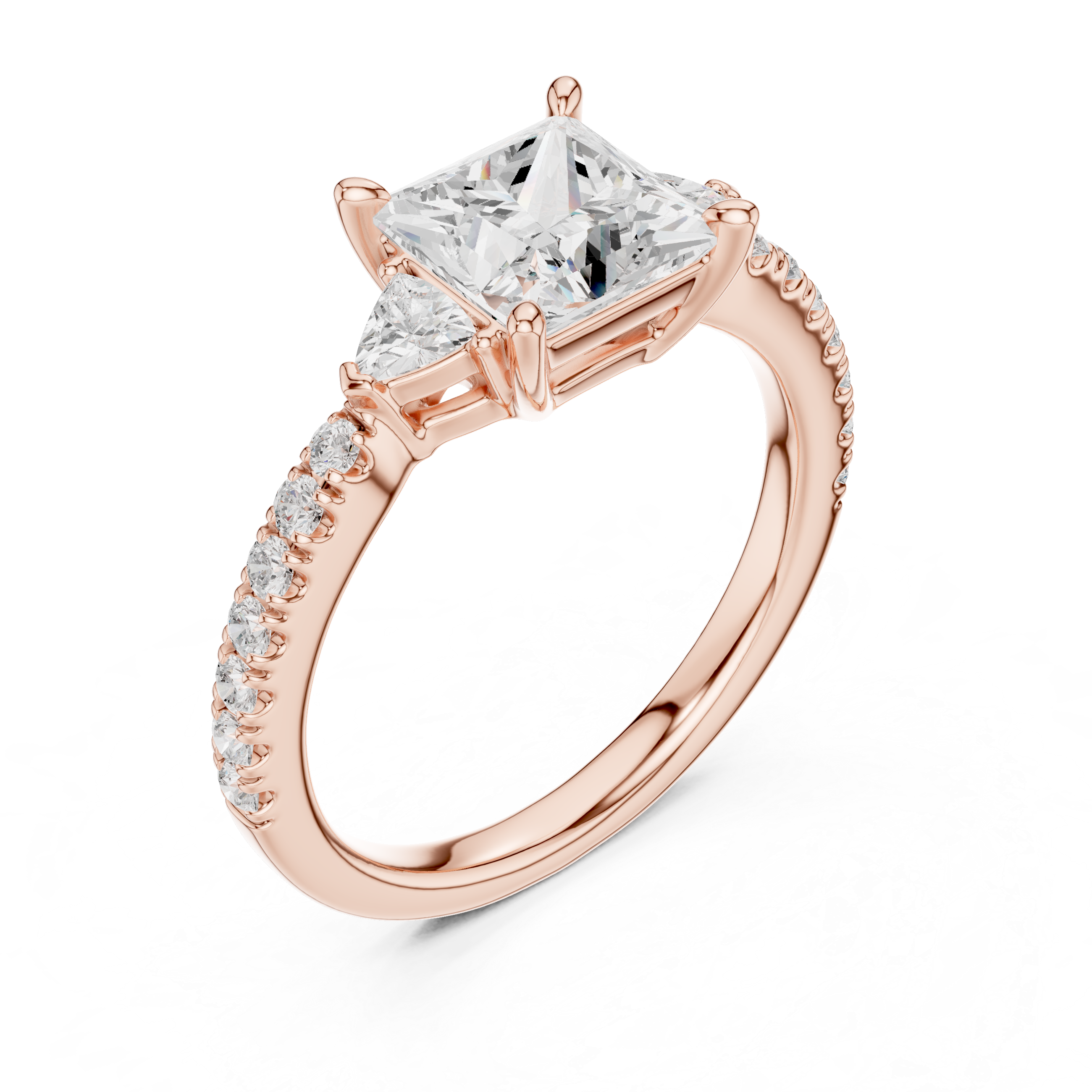 Princess Cut Three Stone Diamond Engagement Ring