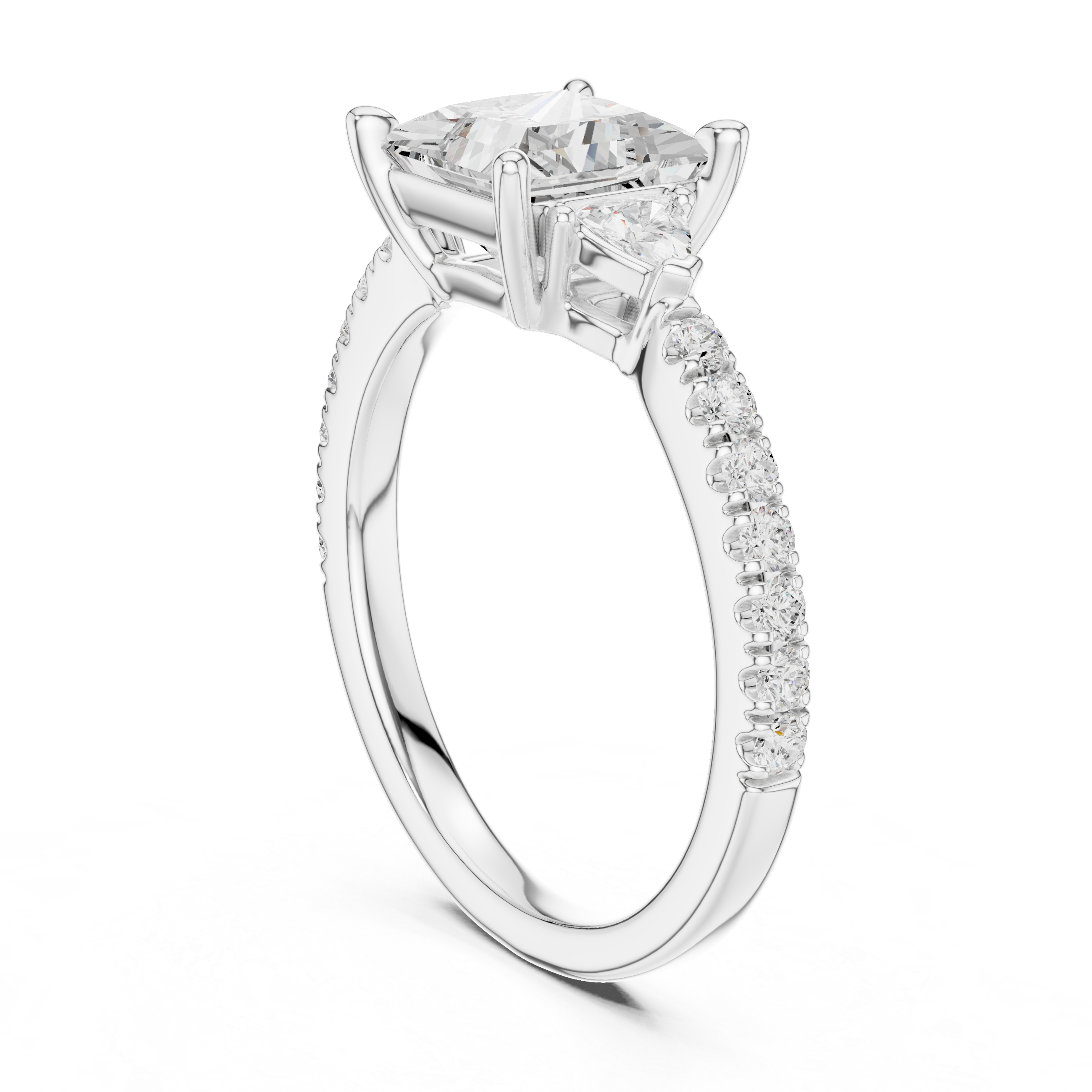 Princess Cut Three Stone Diamond Engagement Ring