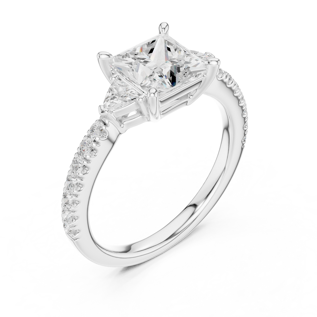 Princess Cut Three Stone Diamond Engagement Ring