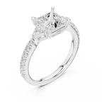 Princess Cut Three Stone Diamond Engagement Ring