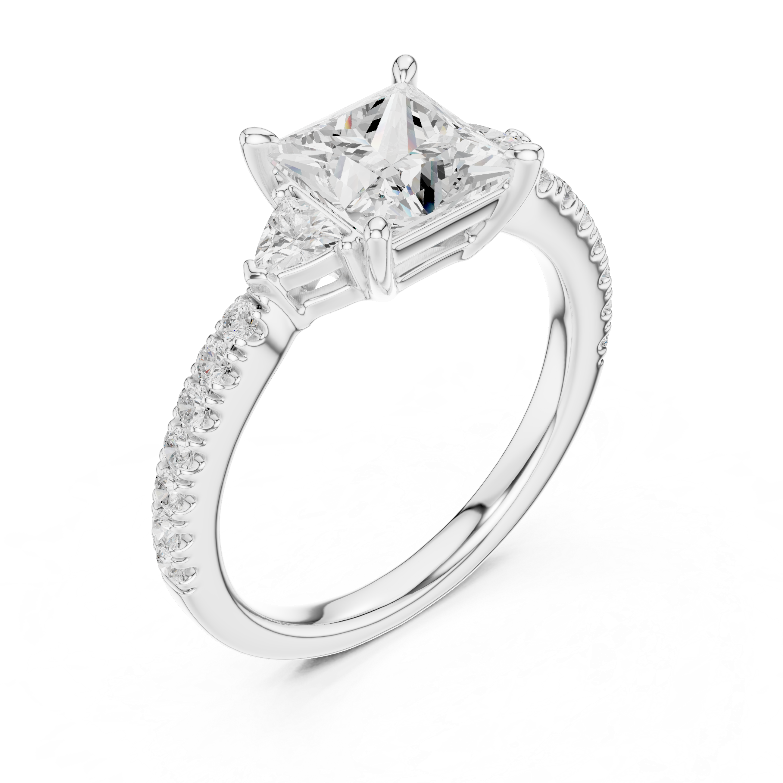 Princess Cut Three Stone Diamond Engagement Ring