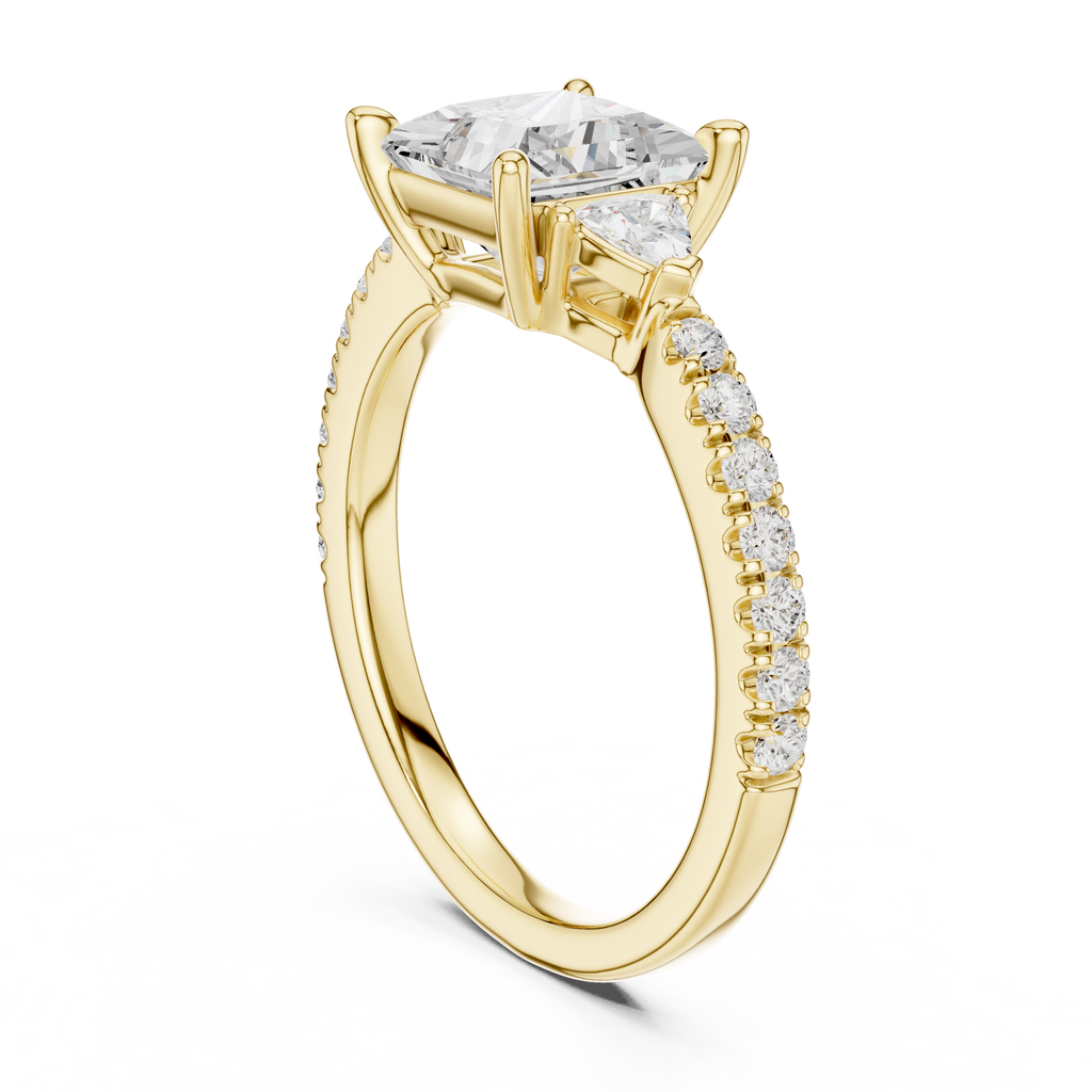 Princess Cut Three Stone Diamond Engagement Ring
