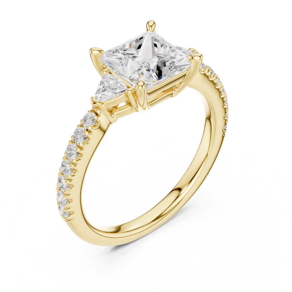Princess Cut Three Stone Diamond Engagement Ring