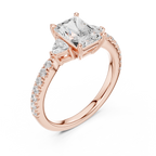 Radiant Cut Three Stone Diamond Engagement Ring