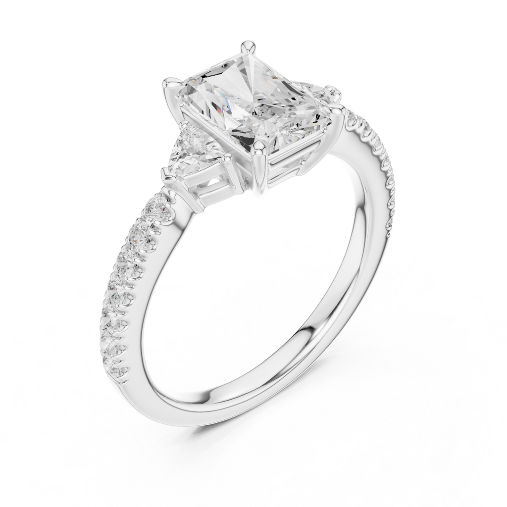 Radiant Cut Three Stone Diamond Engagement Ring