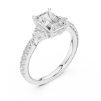Radiant Cut Three Stone Diamond Engagement Ring