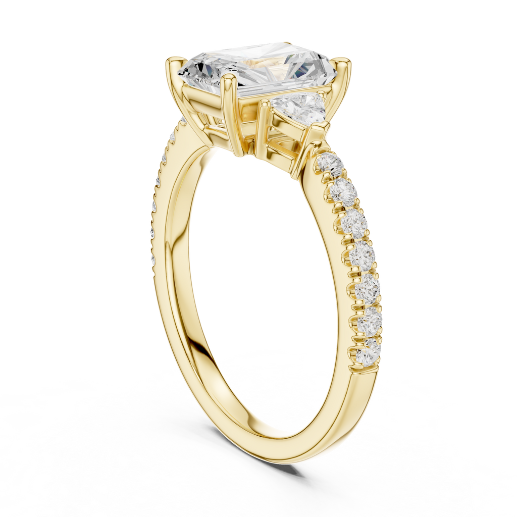 Radiant Cut Three Stone Diamond Engagement Ring