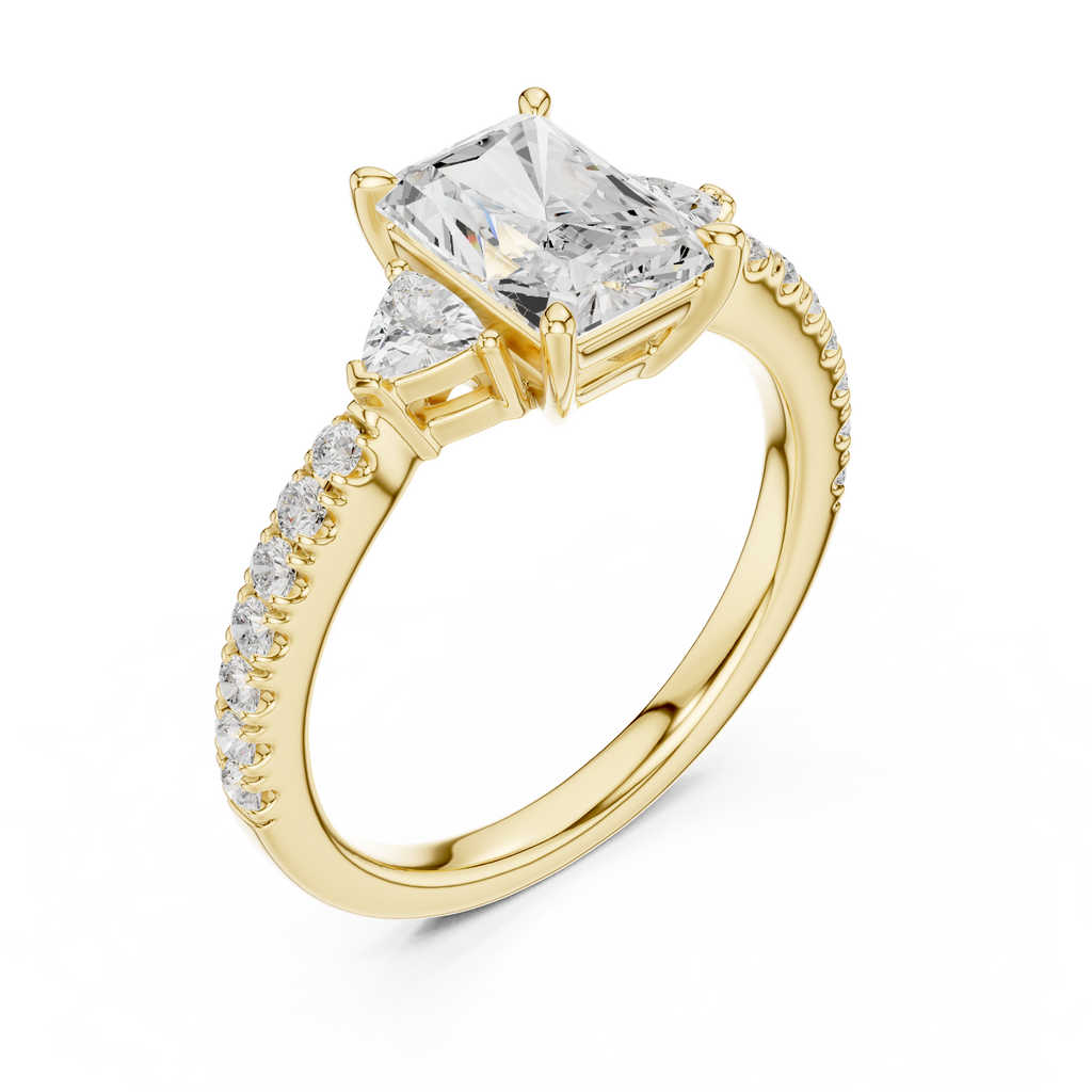 Radiant Cut Three Stone Diamond Engagement Ring