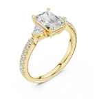 Radiant Cut Three Stone Diamond Engagement Ring