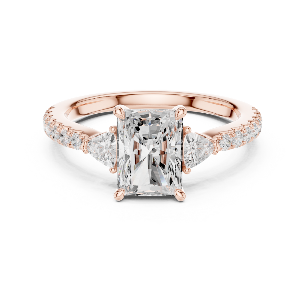 Radiant Cut Three Stone Diamond Engagement Ring