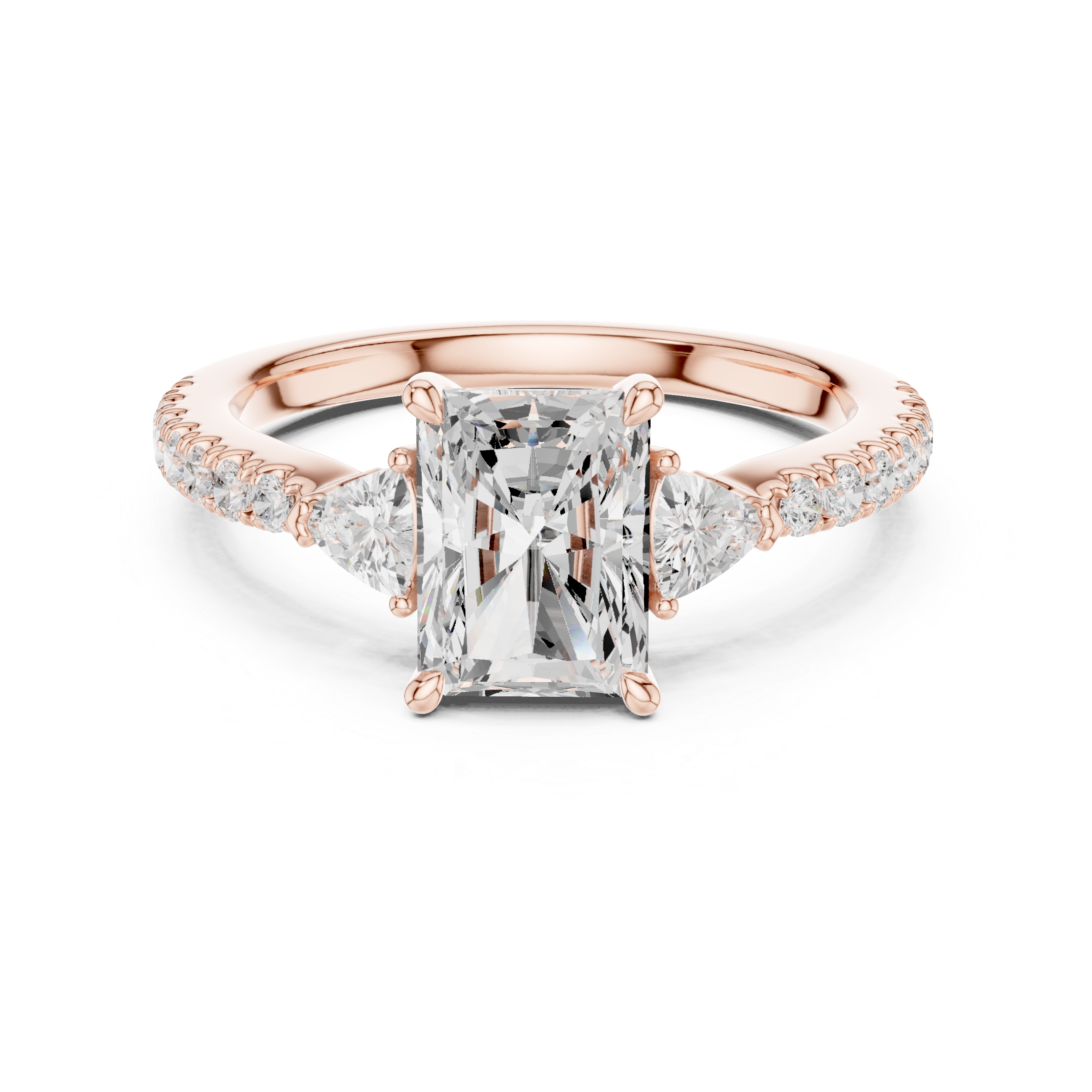 Radiant Cut Three Stone Diamond Engagement Ring