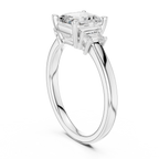 Asscher Cut Three Stone Diamond Engagement Ring